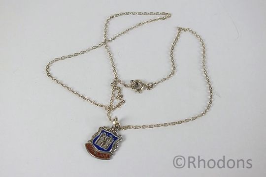 Silver and Enamel Travel Charm Necklace, Dunblane Scotland 1960s