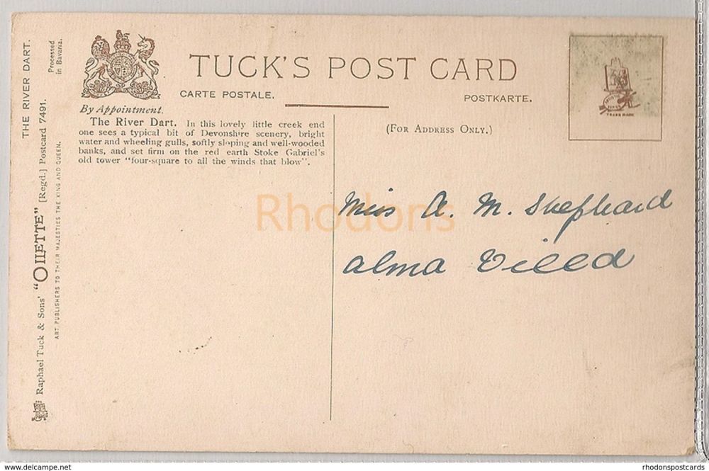 The River Dart Devon, Early 1900s Tucks Oilette Series Postcard