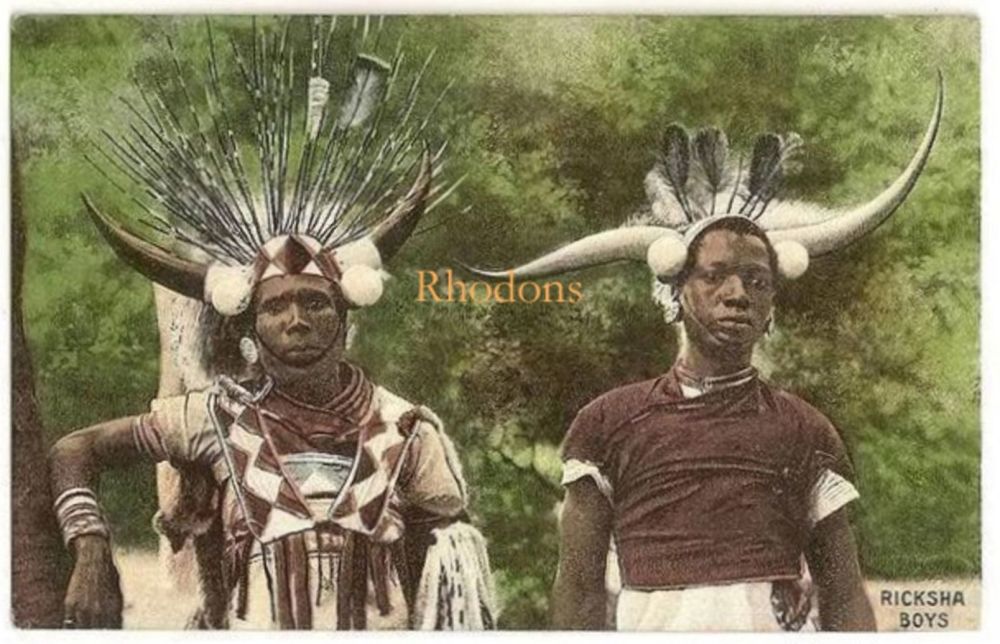 South Africa: Ricksha Boys- Early 1900s Postcard