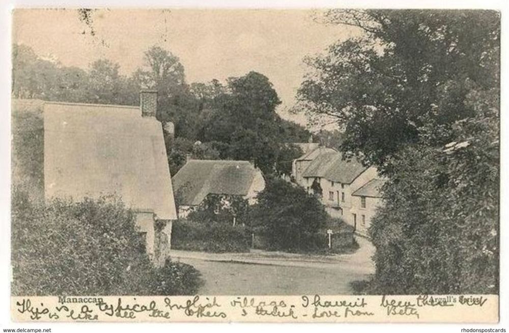 Manaccan Village, Cornwall. Early 1900s Postcard. Genealogy / Ancestry Research Interest: REED, Australia