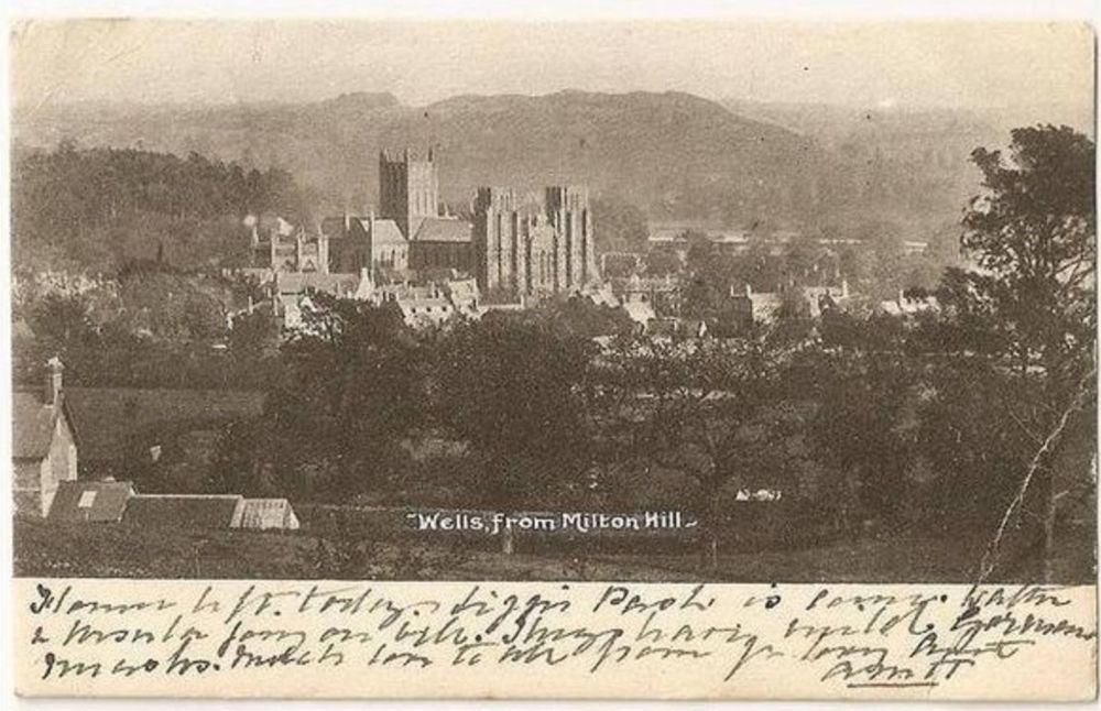 View From Milton Hill, Wells, Somerset Early 1900s Postcard 