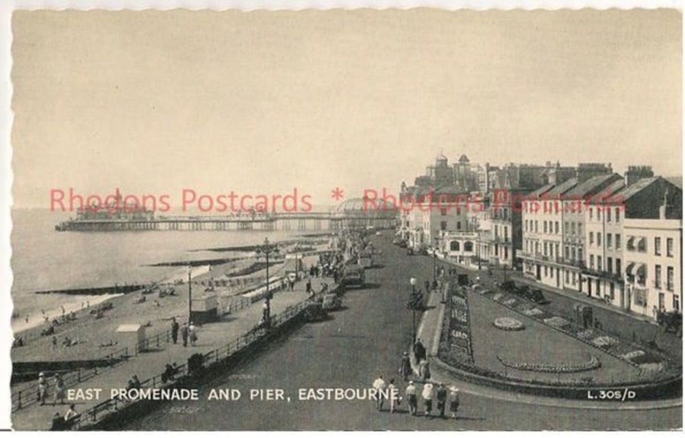 East Promenade And Pier Eastbourne Sussex 1930s  Valentines Postcard