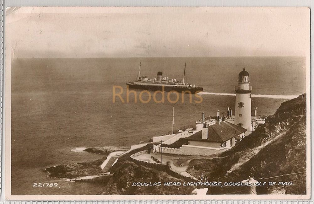 Isle Of Man. Douglas Head Lighthouse, IOM. Valentines Real Photo Postcard