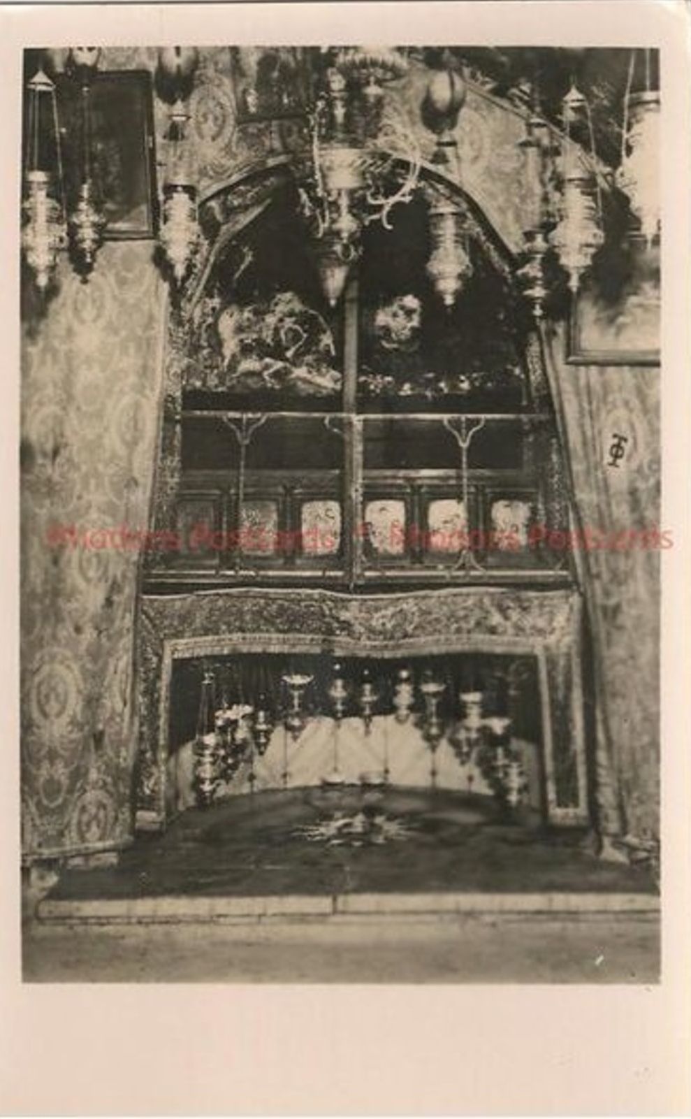 Grotto Of The Nativity, Bethlehem, Palestine. 1930s Real Photo Postcard #1