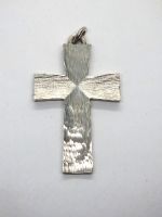 Sterling Silver Cross Pendant-1970s Brutalist Modern Design