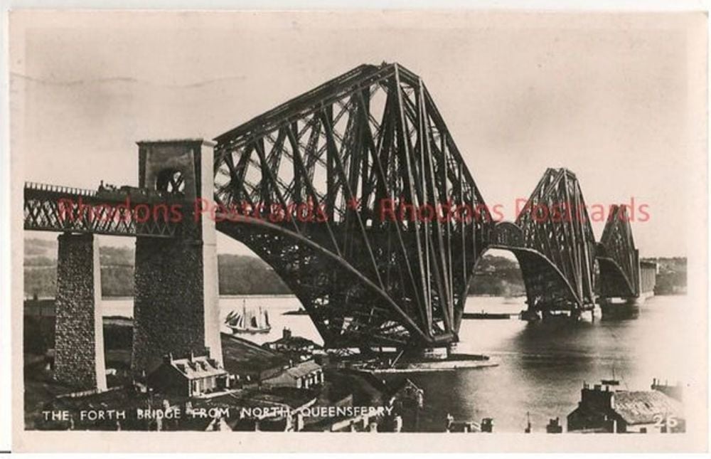 The Forth Rail Bridge From North Queensferry 1940s RP Postcard 