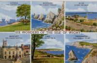 Isle of Wight: Six Wonders Of The Isle Of Wight Postcard Salmon Water Colour Series 4620 (269)