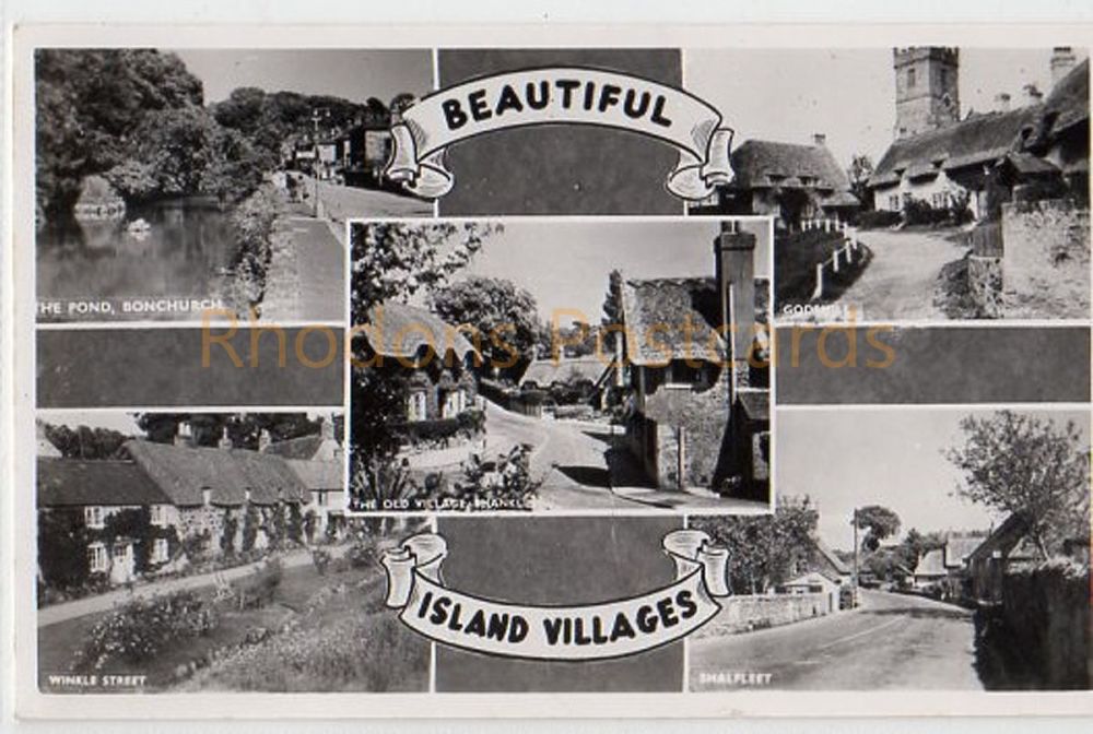 Isle of Wight: Beautiful Island Villages - Nigh Multiview Real Photo Postcard