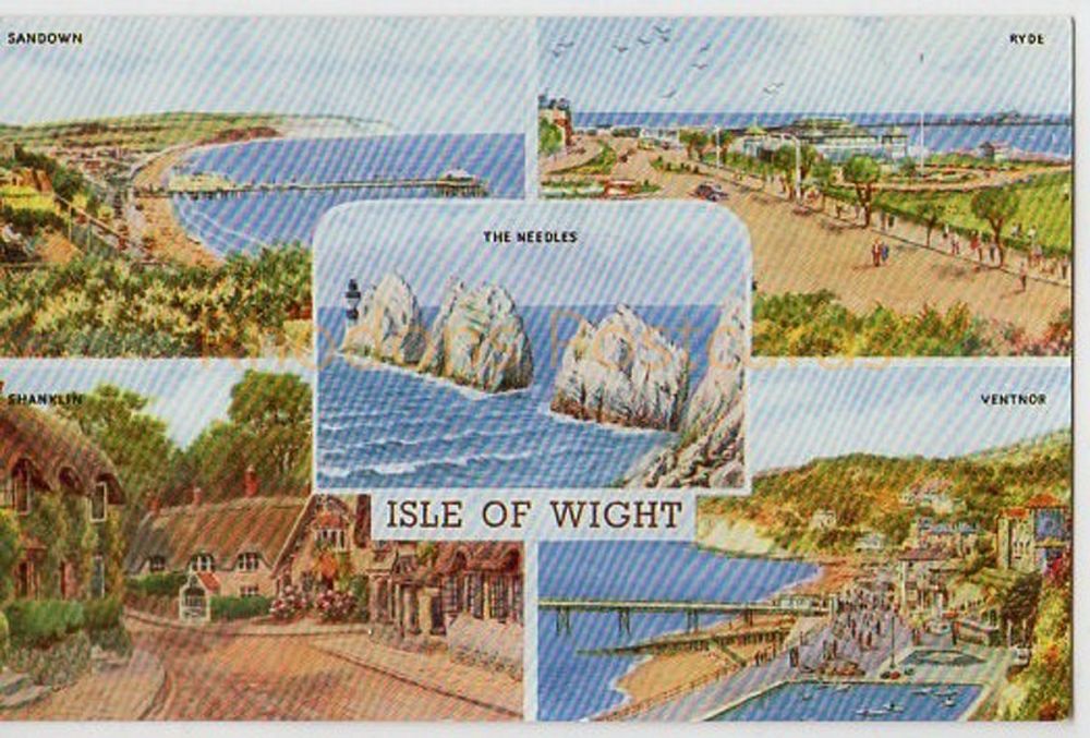 Isle Of Wight Multiview Postcard - Salmon Water Colour Series 3817