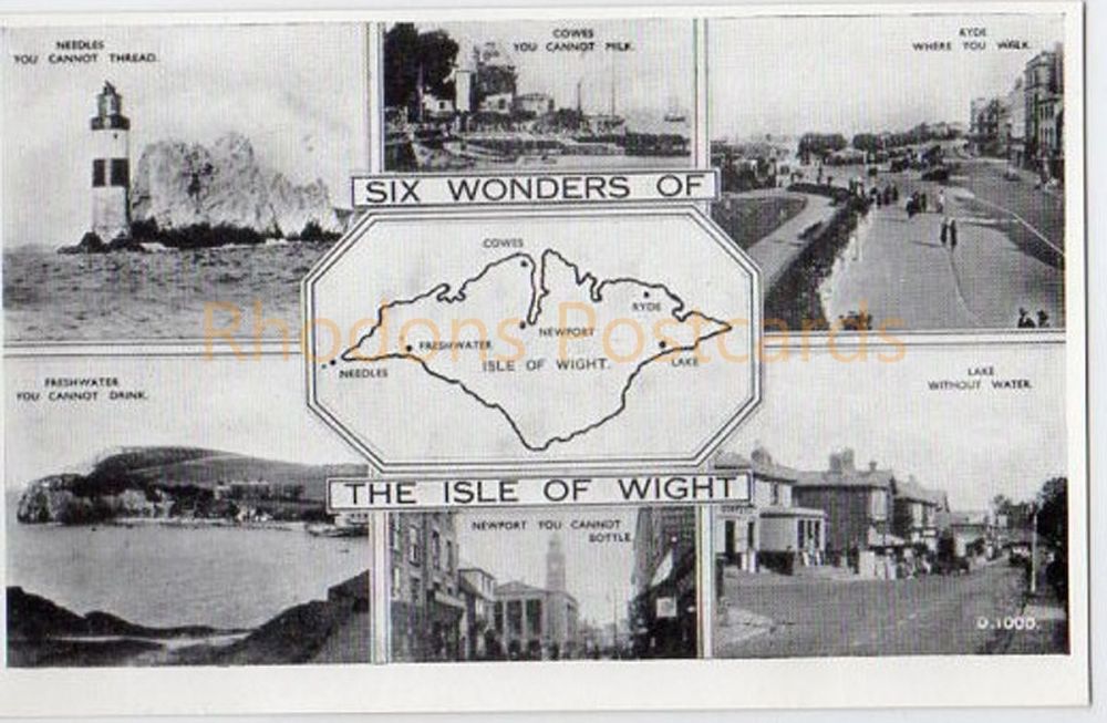 Six Wonders Of The Isle Of Wight Multiview Postcard - G Dean Bay Series D10