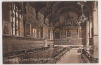 St Johns College Dining Hall, Cambridge.Early 1900s Postcard