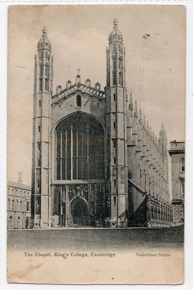 The Chapel Kings College, Cambridge- Genealogy Interest Postcard Sent To JUDE, Douglas, IOM 1909