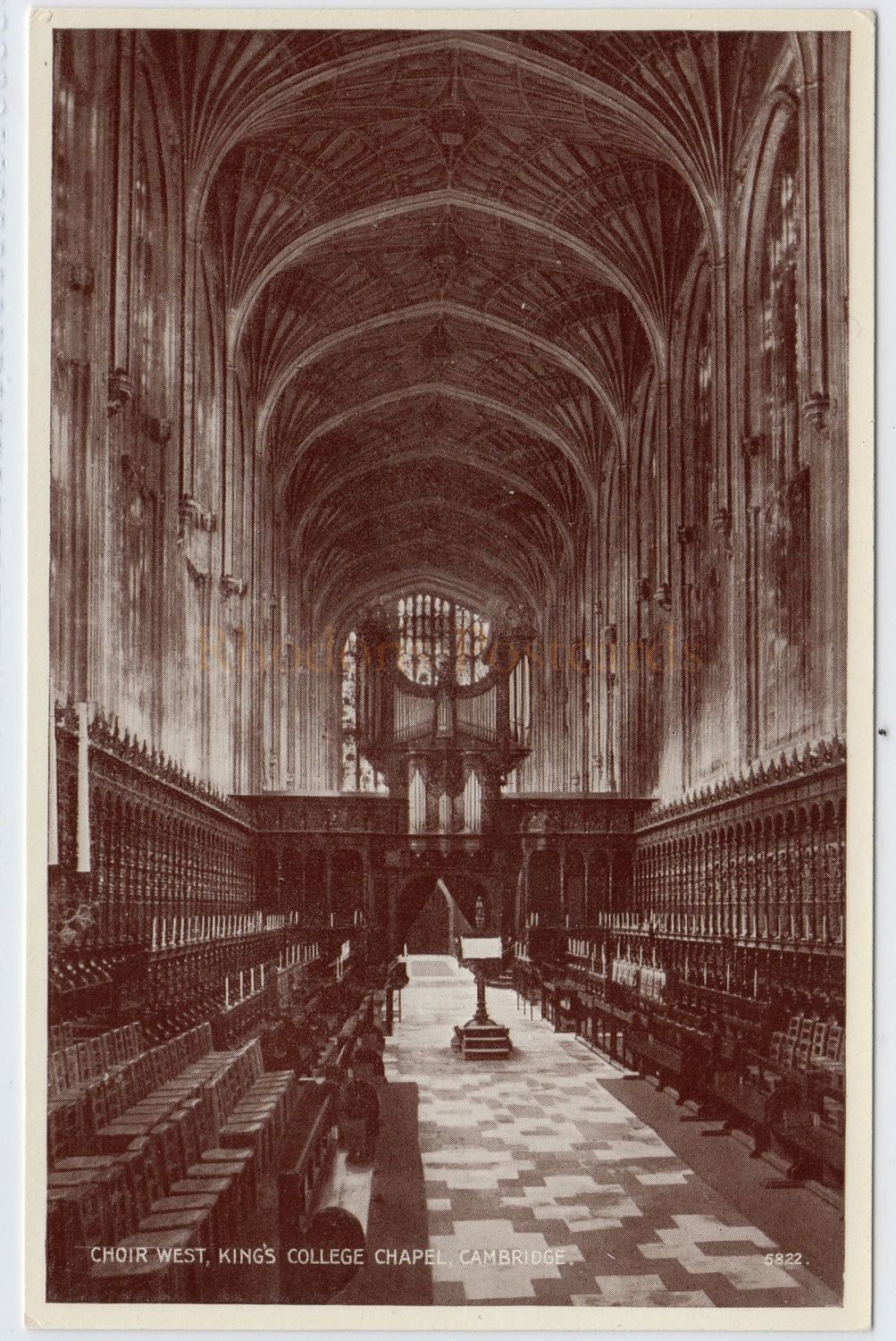 Kings College Chapel, Cambridge, Choir West View Postcard (
