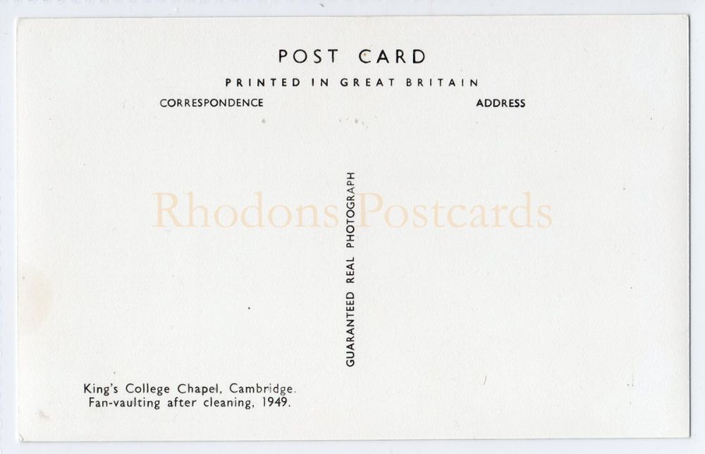 Kings College Chapel Cambridge 1949 Real Photo Postcard 