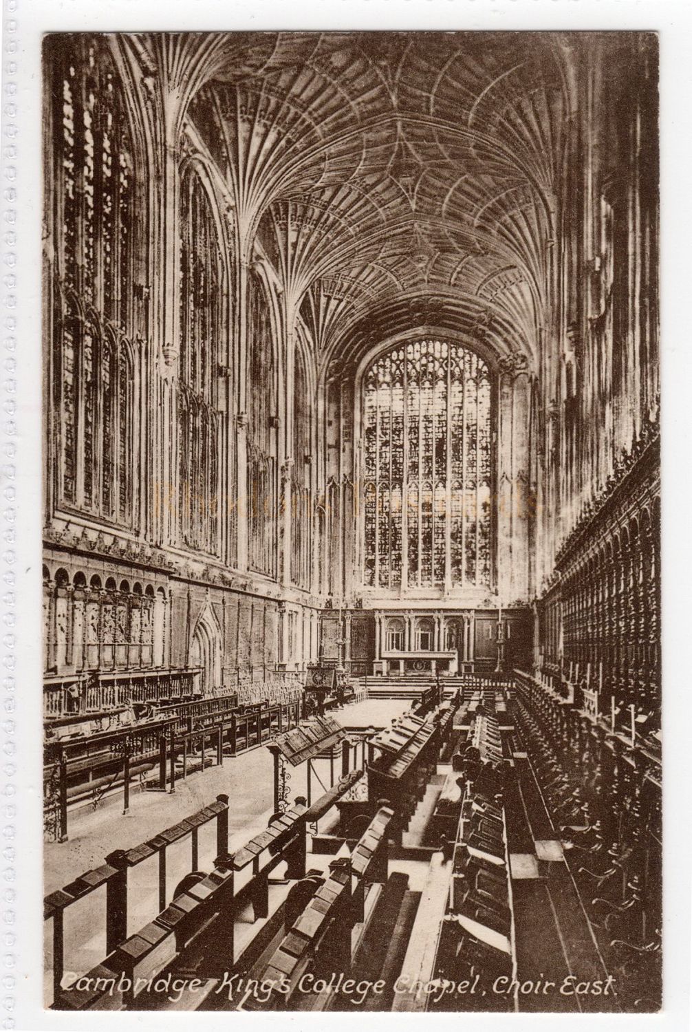 Kings College Chapel Cambridge. Choir East View Postcard  