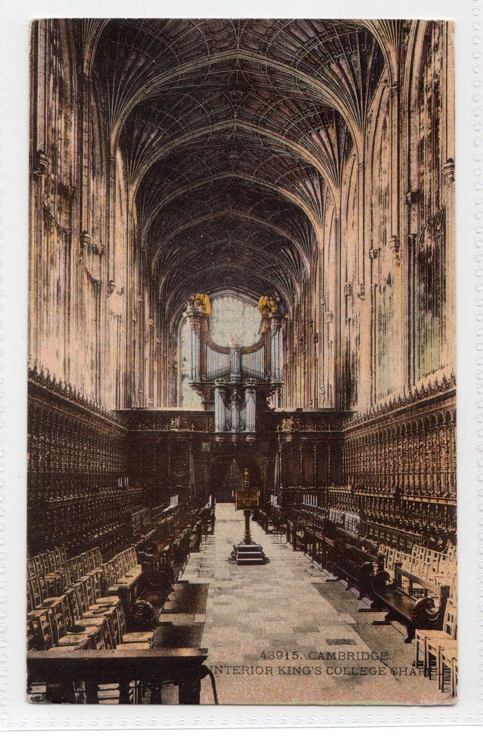 Kings College Chapel Interior View, Cambridge Postcard # 