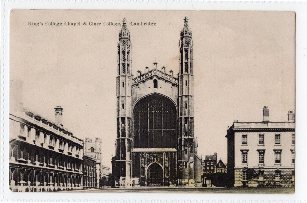 Kings College Chapel & Clare College, Cambridge Postcard (Boots)-COULSON Family