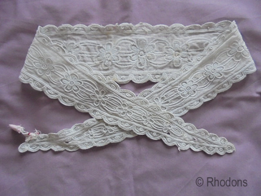 Edwardian Tambour Lace Embroidery Belts - Handsewn White Work Lot x 3