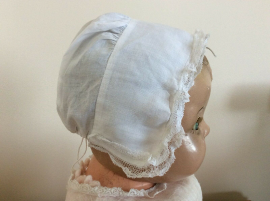 Antique Baby Bonnet - Bobbin Lace Edge - Circa Late 1700s