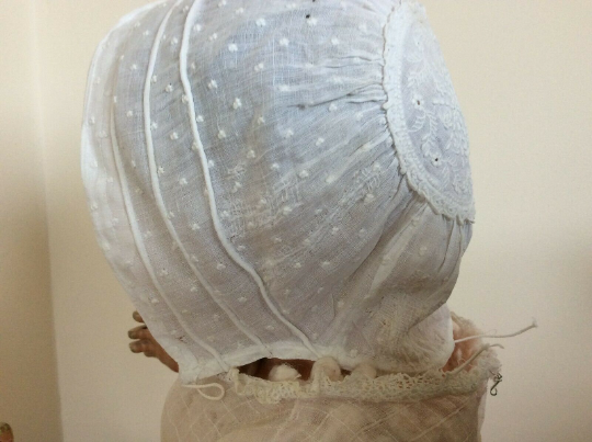 Victorian Baby Bonnet - Handmade Whitework Embroidery