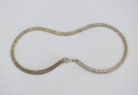 Flat Link Costume Necklace-Silvertone White Metal-17.25