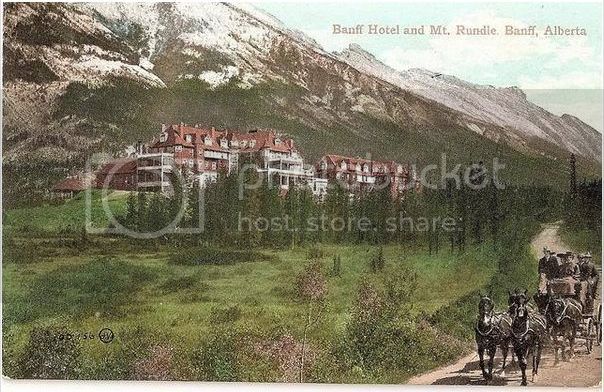 Canada: Banff Hotel and Mount Rundle, Banff, Alberta Province. Early 1900s 