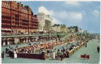 Brighton Paddling Pool & Sea Front Hotels - 1960s Postcard