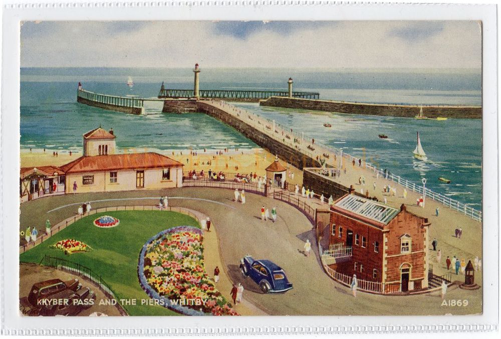 Khyber Pass And The Piers Whitby - Valentines Art Colour Postcard
