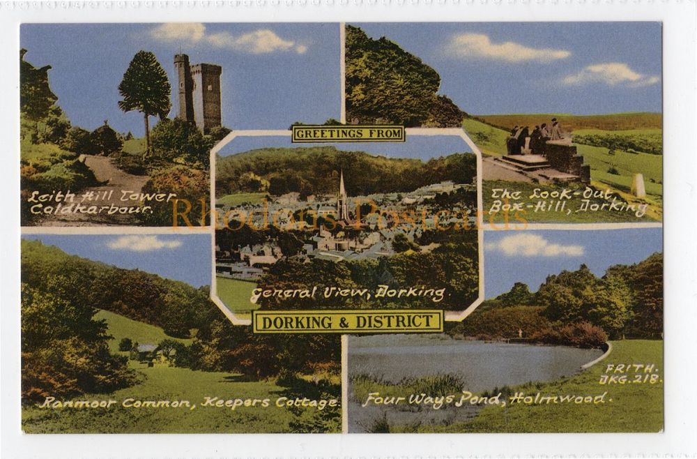 Dorking & District, Surrey-Circa 1960s Multiview Postcard 