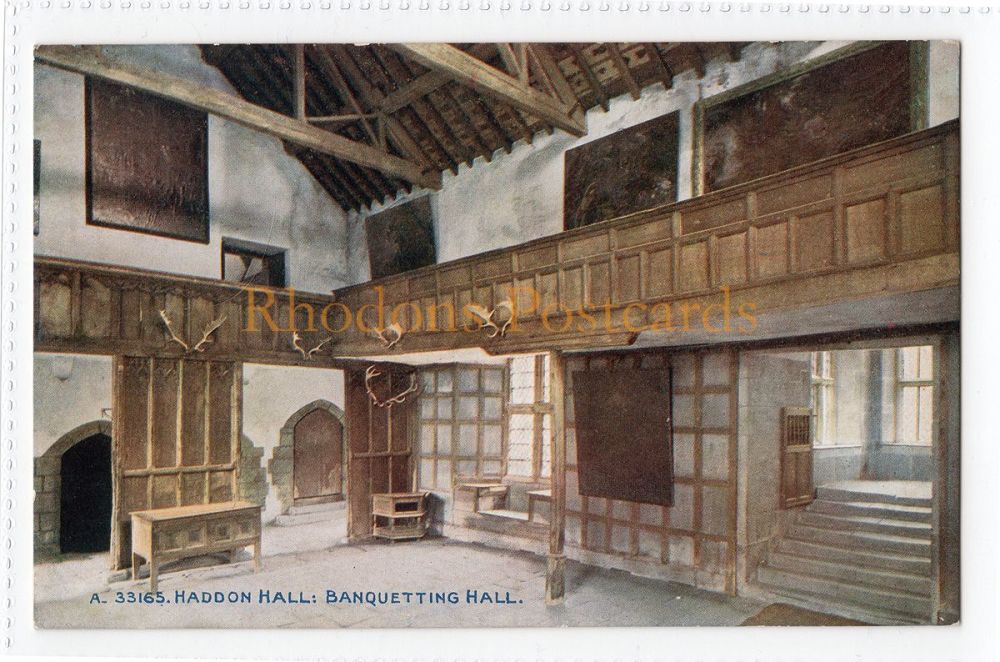 Haddon Hall Derbyshire-Banqueting Hall-Photochrom Postcard