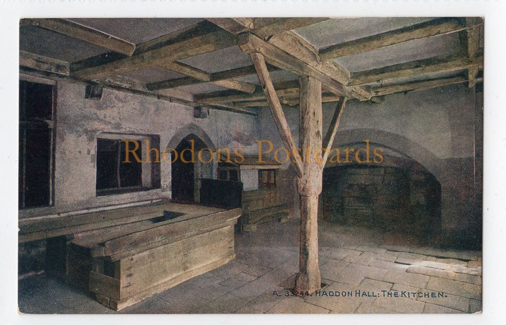 Haddon Hall, Derbyshire-The Kitchen. Photochrom Postcard