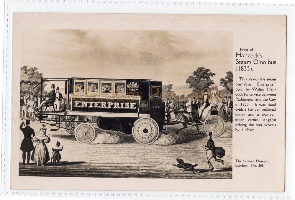 Hancocks Steam Omnibus 1833-Science Museum London Postcard