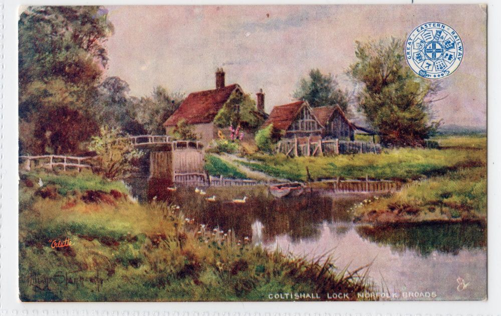 Coltishall Lock, Norfolk Broads-Great Eastern Railway Postcard