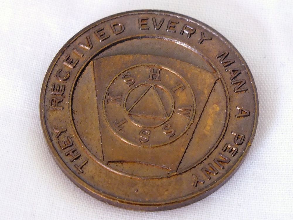 Masonic Mark Token Standard Scottish Constitution  Penny with Option to Engrave 