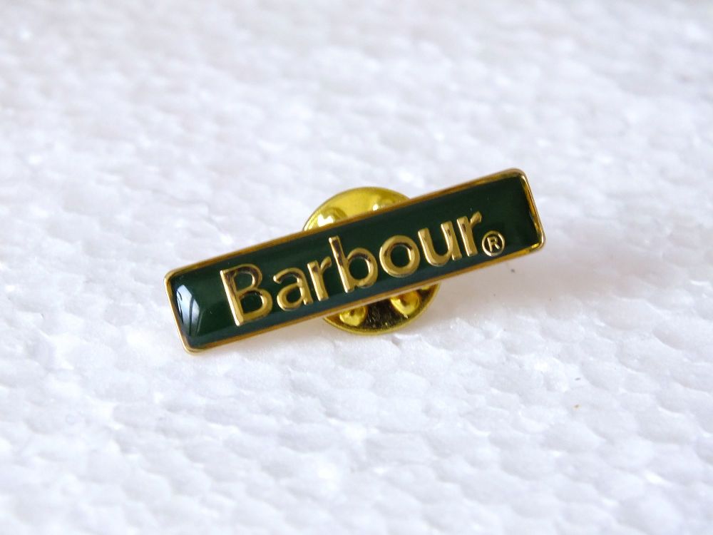 Vintage Barbour Brooch/Badge- Gold Tone Metal and Green Enamel 