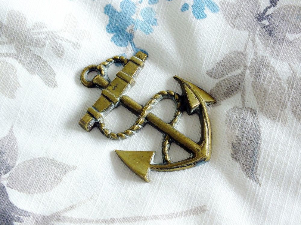 Brass Anchor & Rope Paperweight