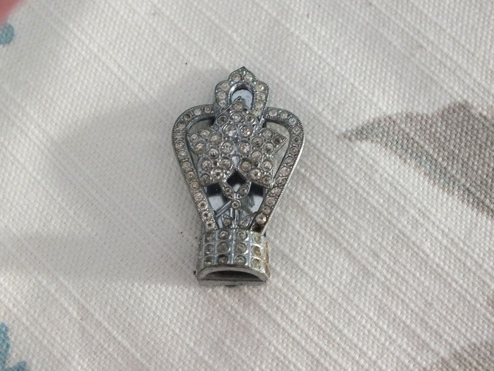 Diamante Dress Clip-Ivy Leaf and Crown Design-Circa 1930s