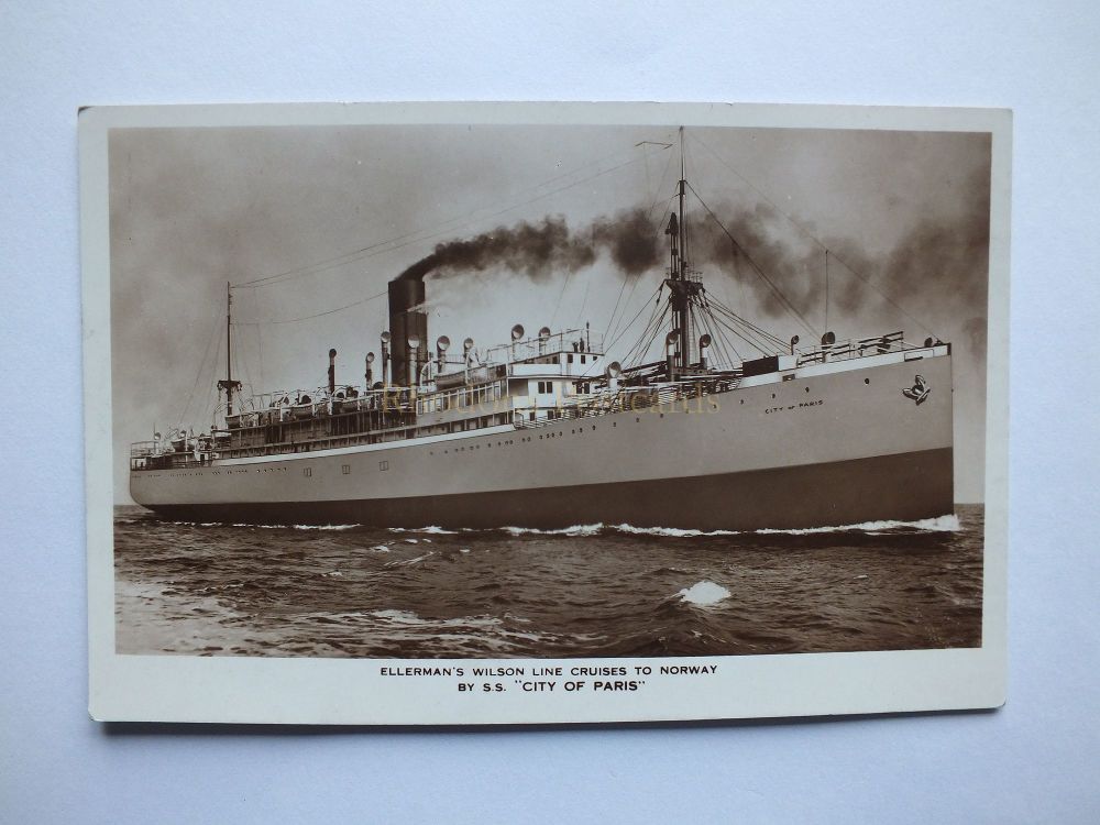 Ellermans Wilson Line Cruises To Norway By S S 'City of Paris'-Real Photo Postcard