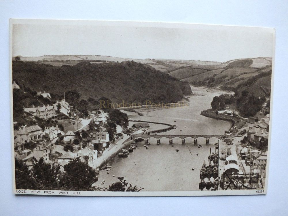 Looe, Cornwall - View From West Hill - The Greys Cigarette Postcard