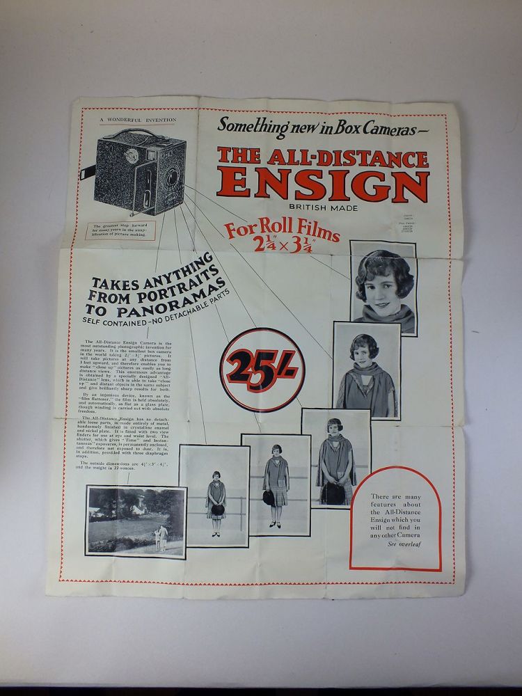 Ensign All Distance Roll Film Box Camera By Houghton Butcher-Original User Instructions Manual
