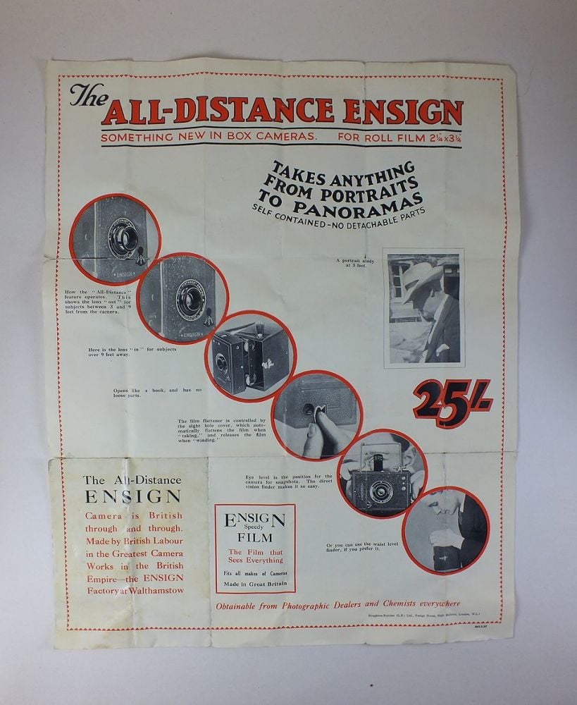 Ensign All Distance Roll Film Box Camera By Houghton Butcher-Original User Instructions Manual