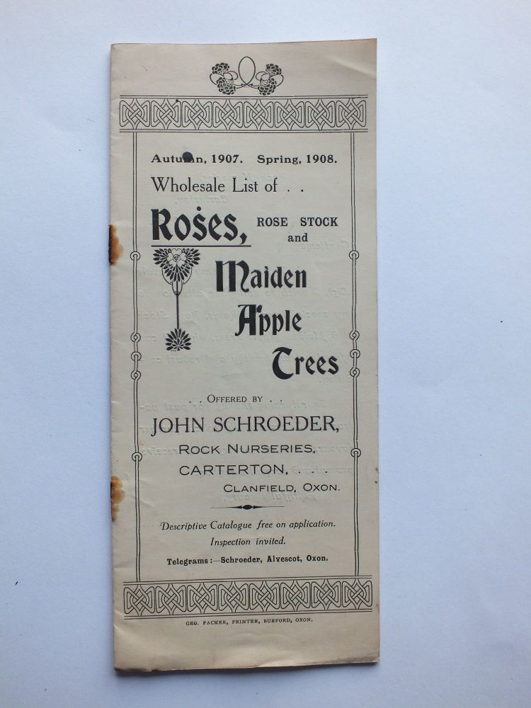 Early 1900s Plant Catalogue -John Schroeder - Roses & Maiden Apple Trees-1907 /1908