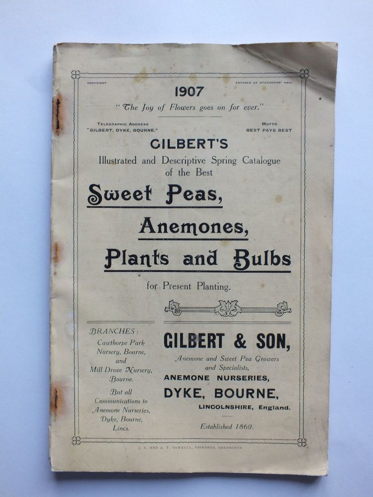 Sweet Peas, Anemones, Plants And Bulbs Catalogue For 1907 - Gilbert & Son, 