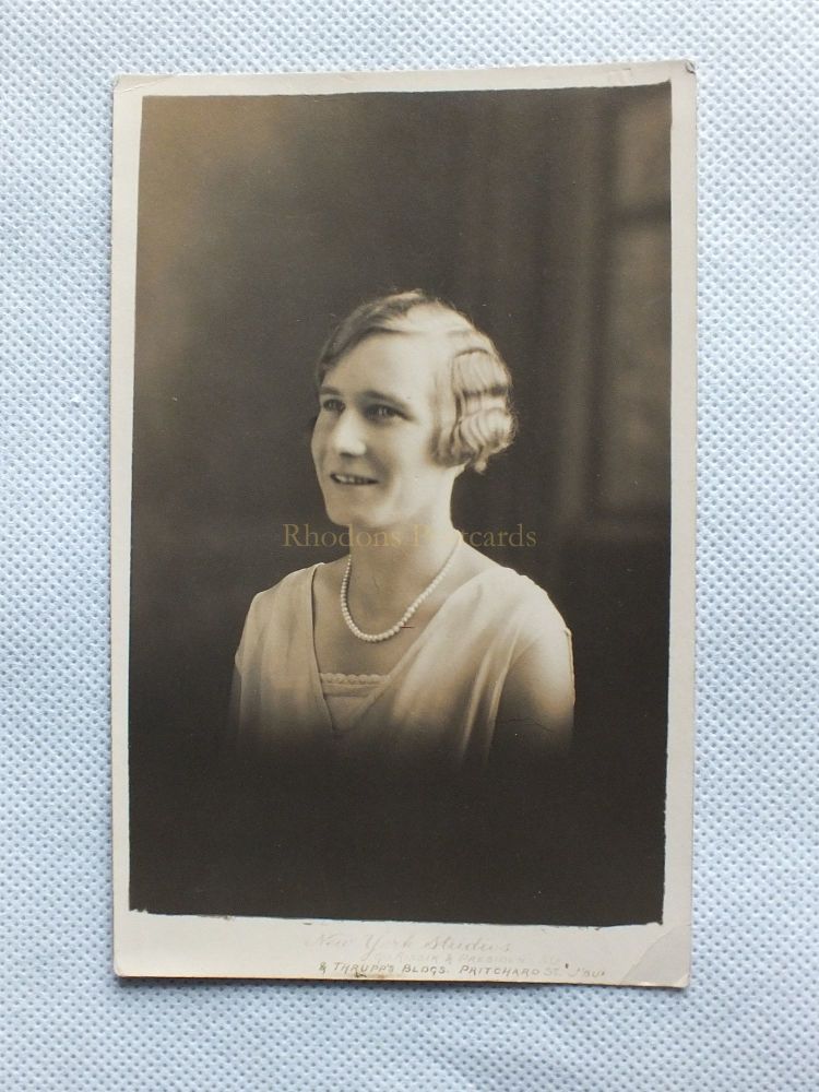 Photo Portrait Of A Young Lady With Pearl Necklace- Circa 1920s -Johannesburg, South Africa