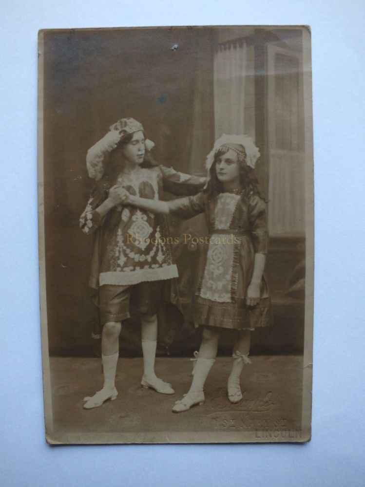 Girls In Theatrical Costume - Edwardian Studio Photo  - F P Mayle Studios, Lincoln