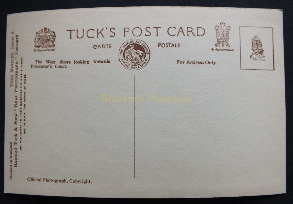 York Minster - The Western Doors - Tucks Real Photo Postcard
