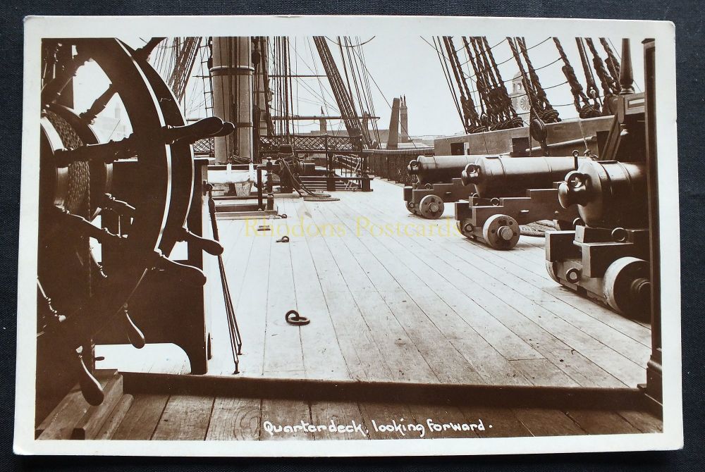Hampshire - Portsmouth - HMS Victory - Quarterdeck Looking Forward - RPPC