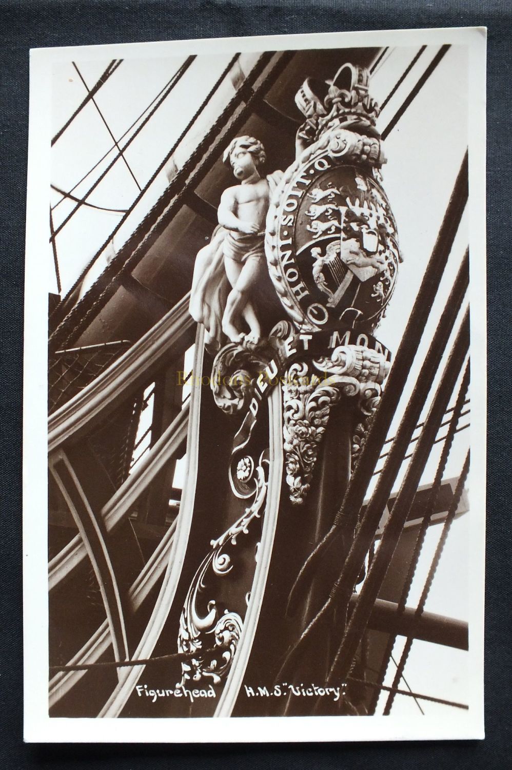 Hampshire - Portsmouth - HMS Victory Figurehead - Real Photo Postcard