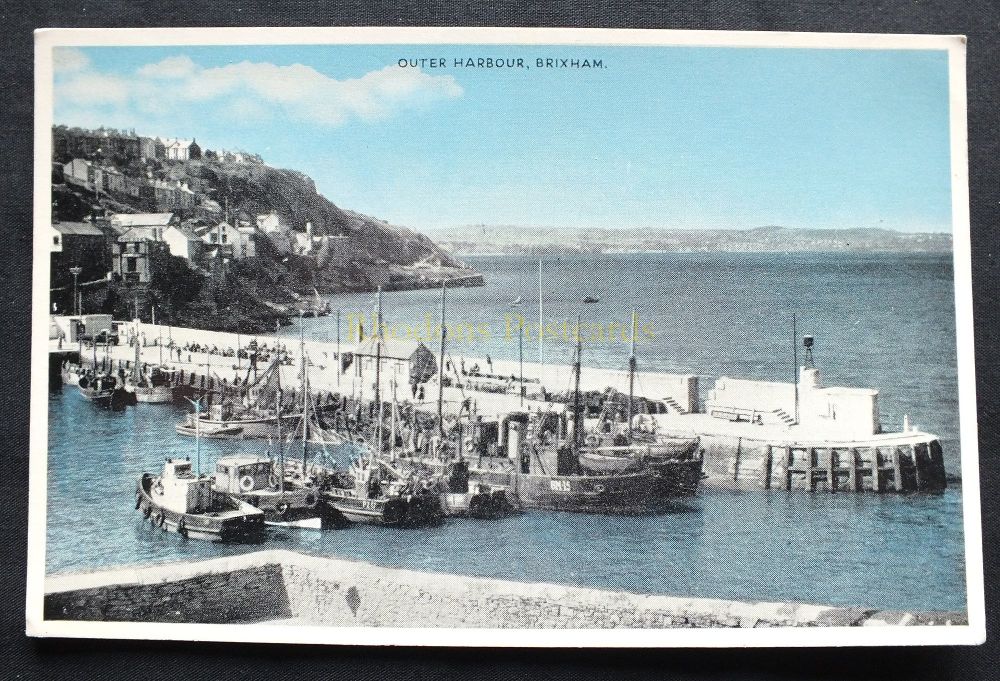 Devon - Outer Harbour, Brixham - Dennis Productions Photoblue Postcard