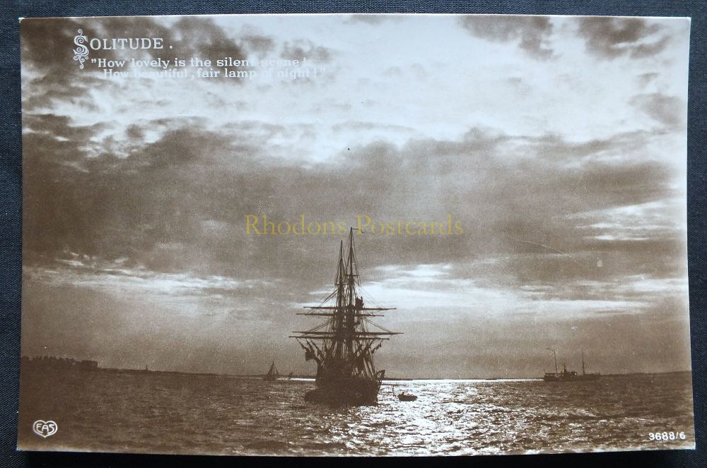 Sailing Ship At Sunset - Early 1900s  Real Photo Postcard
